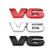 자동차엠블럼 이니셜 금속 자동차 스티커 스타일링 V6 엔진 로고 엠블럼 트렁크 스포츠 터보 배지 3D 데칼, 02 빨간_01 V6, 02 빨간_01 V6