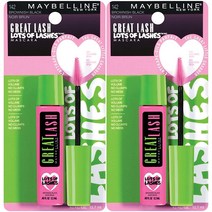 Maybelline York Great Lash Lots Of Lashes 세척 가능한 마스카라 메이크업 브라운 블랙 2개입, 0.43 Fl Oz (Pack of 2), Washable Brownish Black