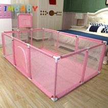 어린이 아기 실내 놀이터 놀이기구 미끄럼들 IMBABY-어린이 가구 놀이 틀 단색 안전 장벽 유아 게임 공원 신생아 패션 울타리, [08] Pink 1 Soccer Goal