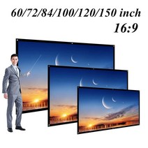 프로젝터스크린 휴대용 족자형 스크린 60/72/84/100/120 인치 프로젝터 스크린 16:9 화이트 Dacron 대각선 비디오 프로젝션 스크린홈 시어터 영화 용 벽걸이, 협력사, 100 인치