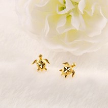 쥬미에르 24k 순금 클로버 거북이 귀걸이_0.47g/1ea