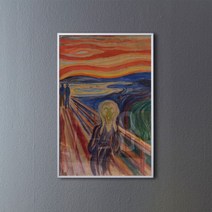 [천삼백케이] [꾸밈] pq031-에드바르뭉크절규중형메탈액자, 그레이