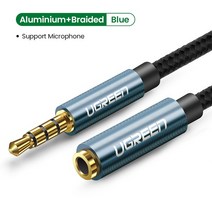 무저항잭 UGREEN 잭 3.5mm 오디오 연장 케이블 화웨이 P20 라이트 스테레오 Aux 헤드폰 Xiaomi Redmi 5 plu, 01 Support Mic Blue_04 2m