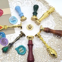 실링왁스 인장 손잡이 스탬프 밀랍 다꾸 청첩장 편지 도장 우드, 8.크리스탈 로즈골드