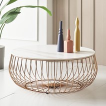 뉴질 세라믹 로즈골드 원형 거실테이블 좌탁 소파테이블, 그레이로즈골드