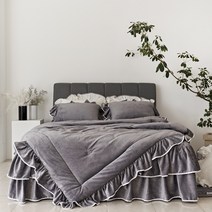 류금숙 겨울 극세사 로맨틱 벨보아 차렵이불+베개커버 세트 (SS/Q/K/SK)