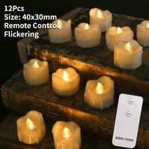 밀랍초 천연 기도 초24/12Pcs Flameless LED 전기 촛불 램프 배터리 차 조명 원격 제어 크리스마스 웨딩 파, 01 12Pcs Remote Control