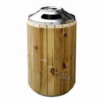리빙월드 원목 스텐휴지통 (A재떨이형) 110L 야외 레스 재털이, 단품