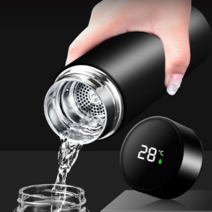 온도표시 보온보냉 텀블러 500ml, 블루