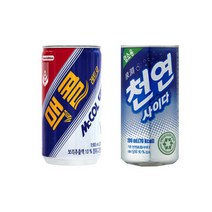천연사이다190ml 60캔 총2박스 탄산음료, 맥콜 190ml 30캔+천연사이다 190