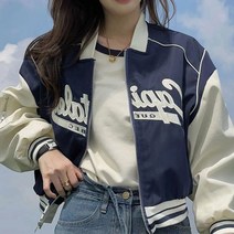 미드디엔 여성 크롭 야구점퍼