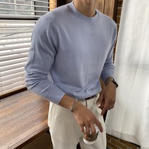 몽키 캐시미어 소프트 무지라운드 긴팔니트