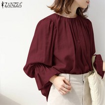 ZANZEA 가을 여성 긴소매 블라우스