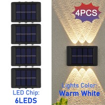 실외벽조명 외부벽등 무선월램프 센서등 정원 마당 울타리 장식 램프에 대 한 10LED 태, 05 6LED-4PCS-Warm