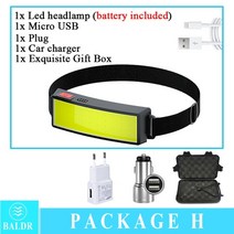 배터리 충전식 해루질 헤드랜턴 baldr usb 충전식 cob led power 29, 패키지 8, 영국