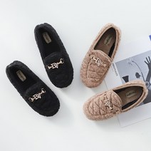 프리티슈 여성 체인장식 털 뽀글이 단화 모카신 겨울단화 (2.5cm)