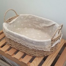 커버 꼬임로프 원형 라탄바구니, 중형