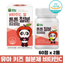 철분 정 츄어블 추어블 성장 어린이 키즈 비헴철 식약청인정 유아철분 영양제, 2통, 유아철분제 60정