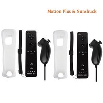콘솔 게임패드 무선 게임 컨트롤러 Nintendo Wii/Wii U 조이스틱 2 in 1 원격 패드 세트 옵션 모션 플러스실리콘 케이스 포함 비디오, 한개옵션1, 15 2 black nunchuck