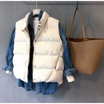 패딩조끼 여성 패딩 조끼 베스트 경량 여자 아이보리 화이트 사무실 겨울 여행복장 집업 커플