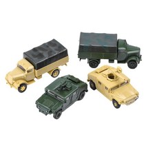 QDY 4x 1/72 미국 험비 독일 트럭 모래 빌딩 키트 수집품, 설명한대로, 플라스틱, 녹색과 노란색