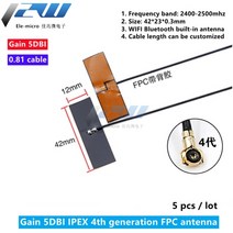 dmb안테나 tv 5 개몫 wifi 2.4g 고 이득 5dbi 내장 유연한 fpc 소프트 지그비 블루투스 모듈 ipex1ipex4-k 패치 5dbi, fpc-ipex4 케이블, 25cm