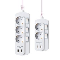 피코탭 USB 멀티탭 예쁜 디자인 멀티 콘센트 네모탭 2구 3구 1.5m 3m, 16A 피코탭 USB 개별3구3m