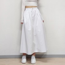 여성 BTNSN 면 핀턱 후레아 스커트 코튼 뒷밴딩 플레어 치마