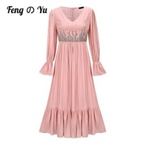 여성 린넨 원피스 롱 스커트 데님 빅싸이즈 비치웨어 정장 이슬람 아바야 하이 엔드 드레스 핫 스탬핑 인쇄 아랍 사우디 우아한 가운 숙녀 탄성 높은 허리 빨간 + 머리 스카프