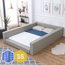 고릴라가구 투미 저상형침대 양쪽가드형 슈퍼싱글 SS+독립스프링매트 포함, 딥네이비