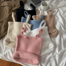 니트상의 큐트 소프트 찰 밍크 털 an inner vest 겨울 가을 숏 보온 민소매 끈나시 슬립 블랙 4990452785