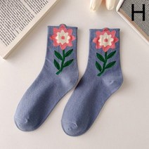 일본 한국 스타일 만화 튤립 꽃 캔디 컬러 카와이 미드 튜브 양말 1 쌍 통기성 캐주얼 짧은 양말