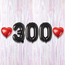 300일 이벤트 포토존 세트 아기 기념일 커플 축하 기념 숫자 풍선 하트, 22.커튼-(펄화이트)-300(소)-블랙