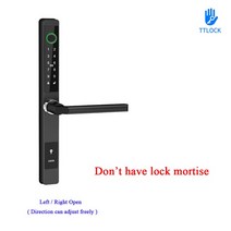 도어록 도어락 현관 2022년신형 사무실 디지털TTLock APP 원격 제어 방수 스마트 지문 비밀 번호 잠금 야외, [23] Black A No mortise
