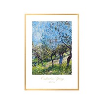 (완제품 액자) (알프레드 시슬레 12작품) 더윤 캔버스 명화 풍경화 그림 인테리어 메탈프레임 액자, 올리브골드 A2(420x594mm)