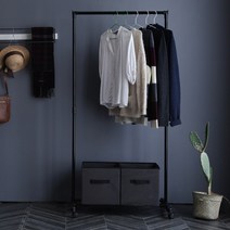 FIXA철재1단행거 옷장 옷걸이 행거 심플 DIY 스탠드, 블랙