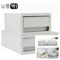 적층식 수납함 수납정리함 소품박스 1단 소형 전자부품박스 플라스틱사각박스 악세사리정리, 중형