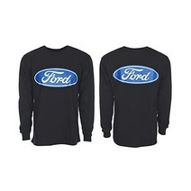JH DESIGN GROUP 남성 포드 퍼포먼스 긴팔 크루 넥 티셔츠 앞뒷면 소매 엠블럼, Black, 3X-Large
