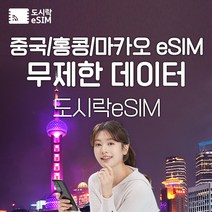 중국 eSIM 데이터 무제한 홍콩 마카오 유심 아이폰e심 도시락eSIM, 중국(마카오/홍콩) 10GB, 15일