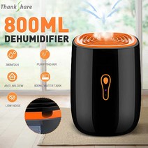 미니제습기 화장실 원룸 욕실 공업용 무선 제습기 습기 흡수기 800ml 물 탱크와 공기 건조기 홈 지하실에 대 한 조용한 외부 파이프 옷장 호환, Eu 플러그