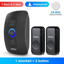 KERUI M525 야외 무선 방수 초인종 스마트 홈 도어 벨 차임 키트 LED 플래시 보안 알람 환영 하우스 멜로디, 협력사, 1수신기 2버튼-b1, EU 플러그