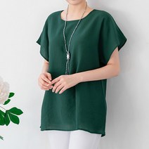 샤랄라] [빅사이즈] 인견-베이직 반팔 블라우스/L~2XL/빅사이즈/쉬폰/새틴/엄마옷/인견