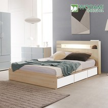 우아미가구 모노 원스 LED 3서랍수납형 독립CL텍스 SS 침대 DM5044, 메이플화이트
