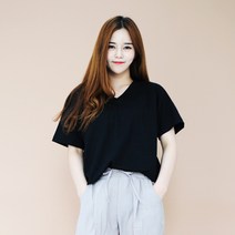 티데일리 남녀공용 30수 브이넥 반팔티 무지 반팔 티셔츠