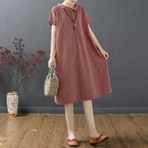 30대 해변가 하객룩 여름 마담 엄마 느슨한 소녀 순면 슬림 원피스