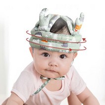 아기 머리쿵 쿠션 200일 아기선물 머리보호대, 그린