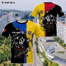 깃발 몰도바 이글 플래그 3D 프린트 티셔츠 상의 반팔 캐주얼 우유 섬유 라운드넥 맞춤 제작, 06 Asia Size XXXL, 16 TC122