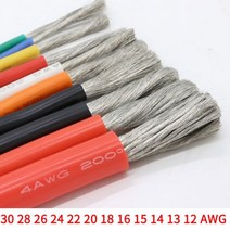 1M/5M 30 28 26 24 22 20 18 16 15 14 13 12 AWG 내열 케이블 울트라 소프트 실리콘 와이어 구리 유연한 고온, Black, 1m_13AWG