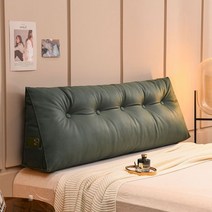 침대헤드쿠션대형 헤드 헤드쿠션 등받이쿠션대형 헤드쿠션 헤드커버 쿠션 쿠션 쿠션 옆 베개 매트 무세척 천 소프트 백 방수 큰 더블 침실 60-200CM 독서 수면, 녹색 깔개