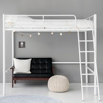 마켓비 CHAMBER 벙커침대 슈퍼싱글 120200 KS1006BD 철제 좌식 성인벙커침대, 화이트